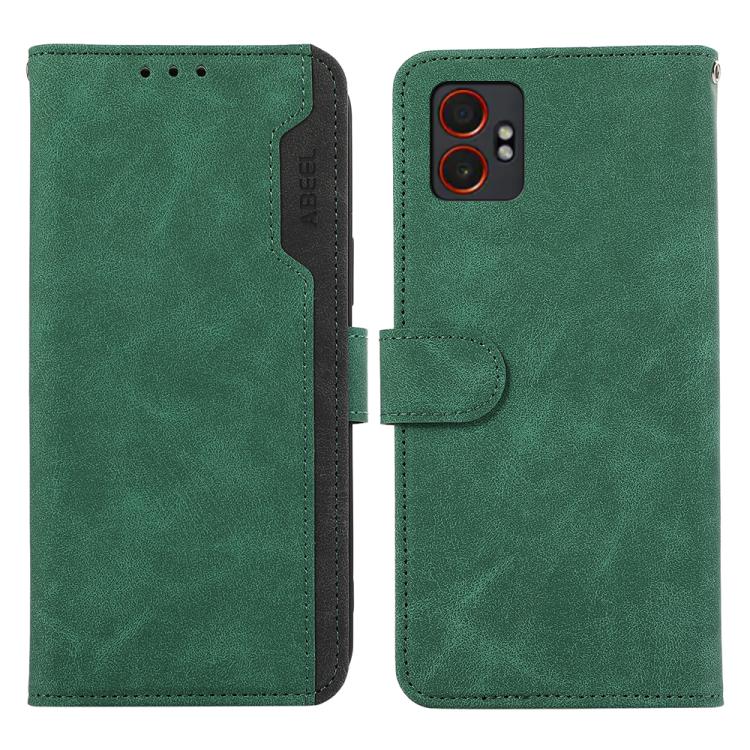 Funda de cuero magnética con bloqueo de color ABEEL para Samsung Galaxy XCover7 Pro (verde-negro)
