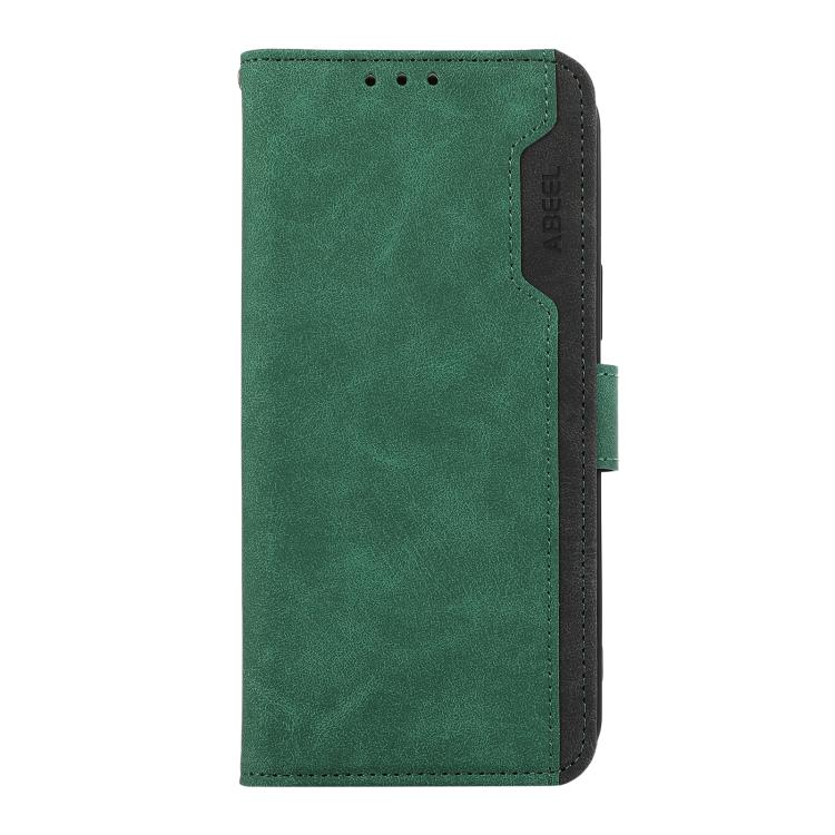 Funda de cuero magnética con bloqueo de color ABEEL para Samsung Galaxy XCover7 Pro (verde-negro)