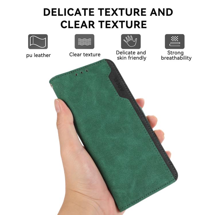 Funda de cuero magnética con bloqueo de color ABEEL para Samsung Galaxy XCover7 Pro (verde-negro)