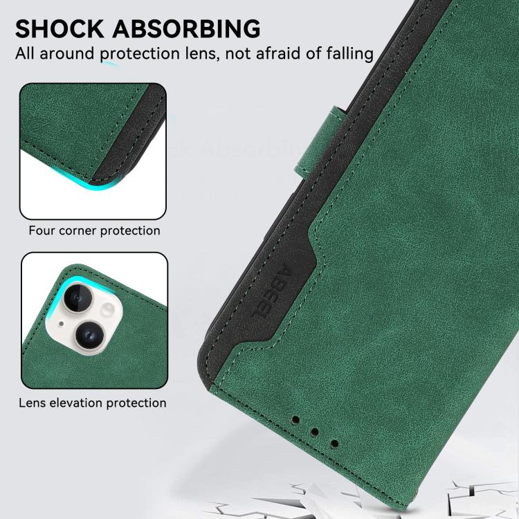 Funda de cuero magnética con bloqueo de color ABEEL para Samsung Galaxy XCover7 Pro (verde-negro)