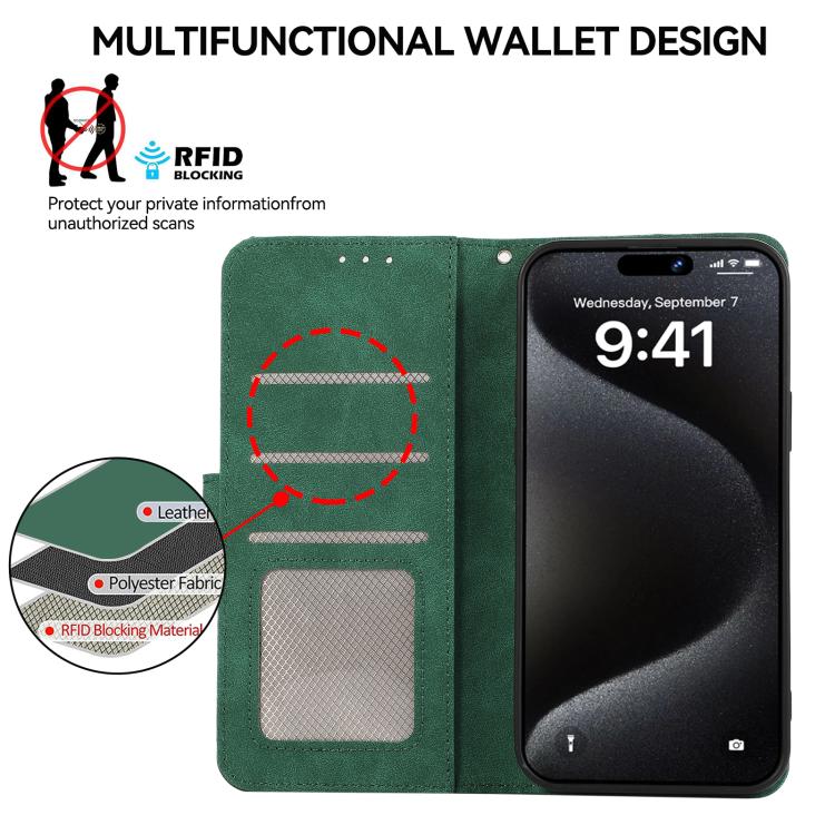Funda de cuero magnética con bloqueo de color ABEEL para Samsung Galaxy XCover7 Pro (verde-negro)