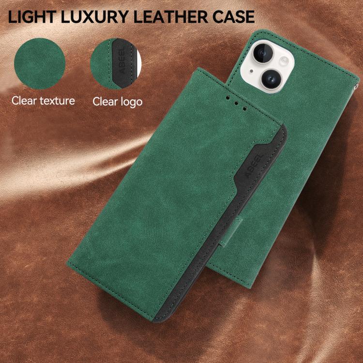 Funda de cuero magnética con bloqueo de color ABEEL para Samsung Galaxy XCover7 Pro (verde-negro)