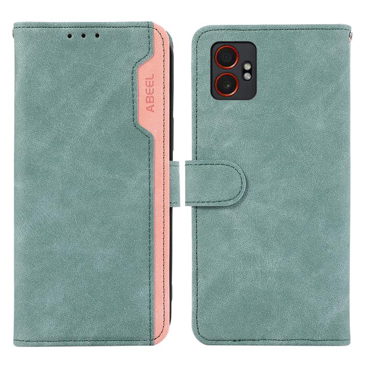 Funda de cuero con bloqueo de color ABEEL para Samsung Galaxy XCover7 Pro (cian-rosa)