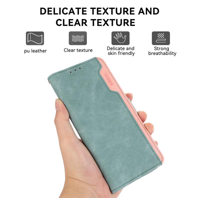 Funda de cuero con bloqueo de color ABEEL para Samsung Galaxy XCover7 Pro (cian-rosa)
