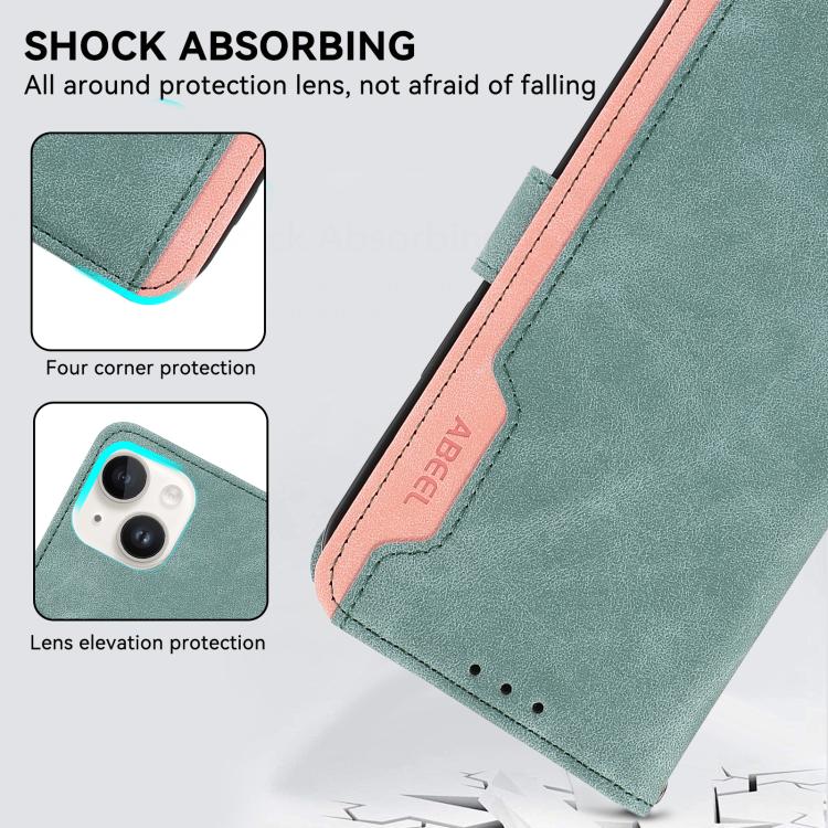 Funda de cuero con bloqueo de color ABEEL para Samsung Galaxy XCover7 Pro (cian-rosa)
