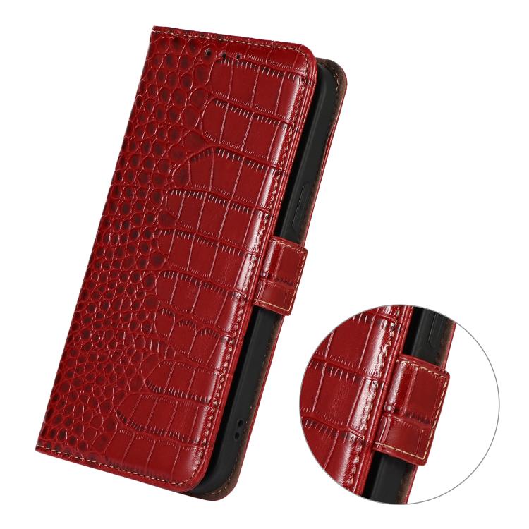 Funda de piel de vacuno con capa superior de cocodrilo para Samsung Galaxy XCover7 Pro (roja)