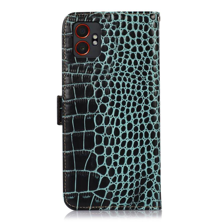 Funda de piel de vacuno con capa superior de cocodrilo para Samsung Galaxy XCover7 Pro (verde)