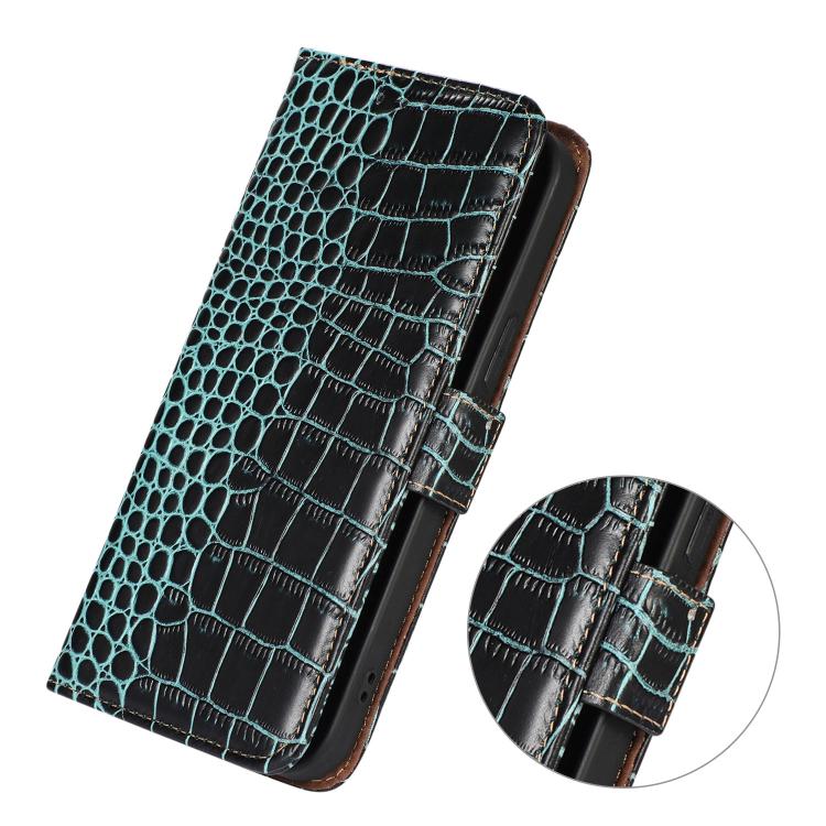 Funda de piel de vacuno con capa superior de cocodrilo para Samsung Galaxy XCover7 Pro (verde)
