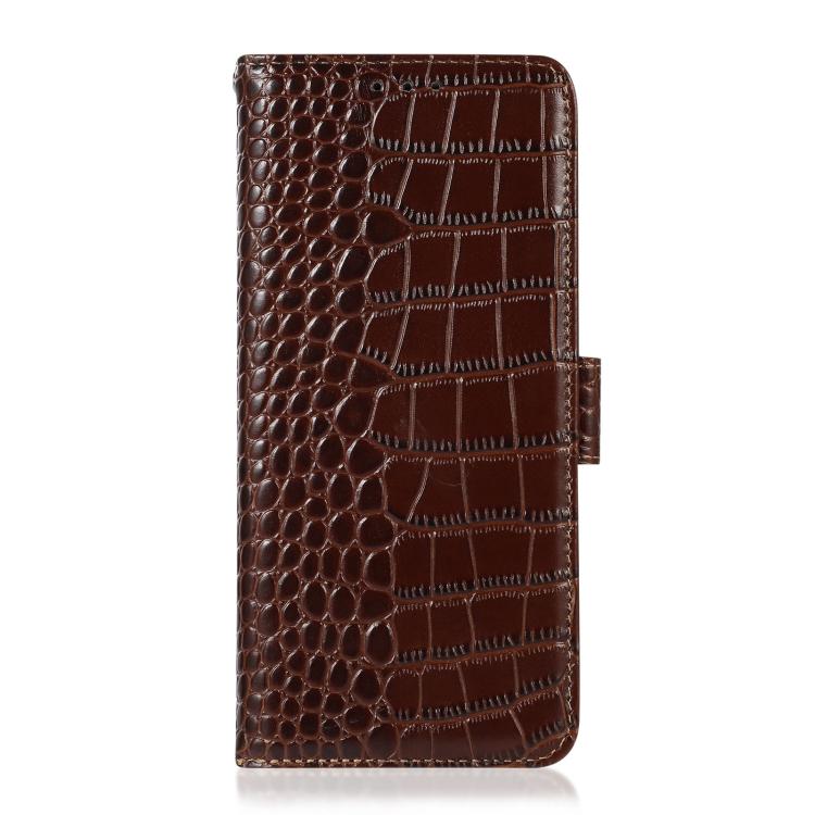 Funda de piel de vacuno con capa superior de cocodrilo para Samsung Galaxy XCover7 Pro (marrón)