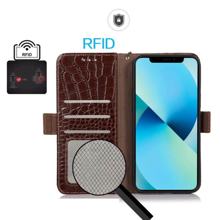 Funda de piel de vacuno con capa superior de cocodrilo para Samsung Galaxy XCover7 Pro (marrón)