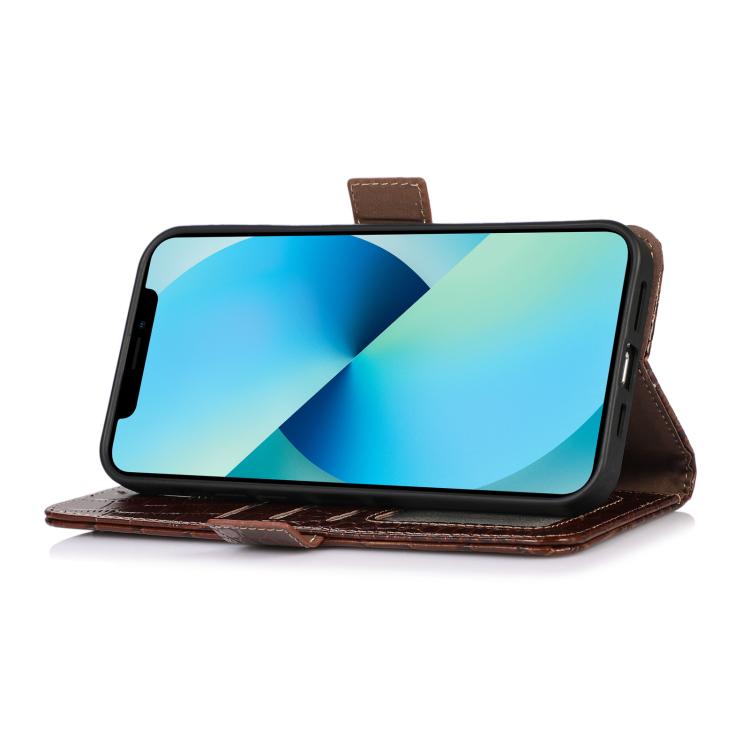 Funda de piel de vacuno con capa superior de cocodrilo para Samsung Galaxy XCover7 Pro (marrón)