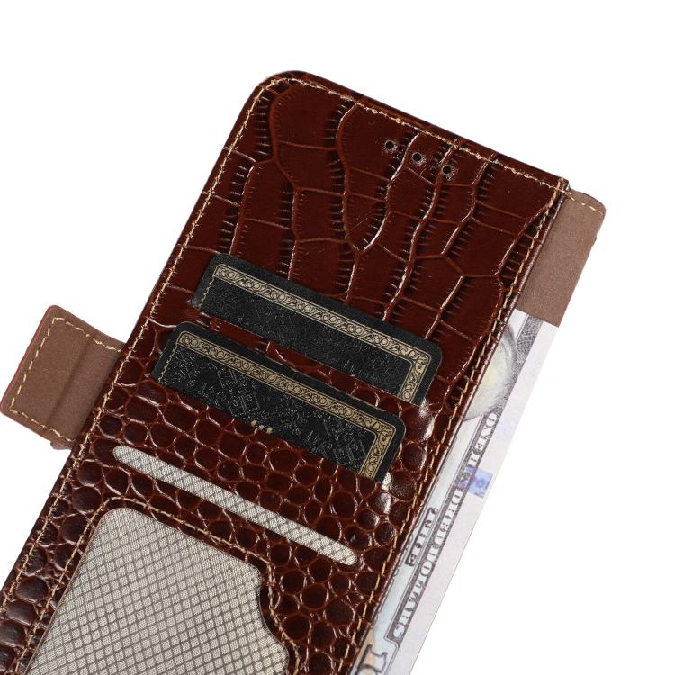 Funda de piel de vacuno con capa superior de cocodrilo para Samsung Galaxy XCover7 Pro (marrón)