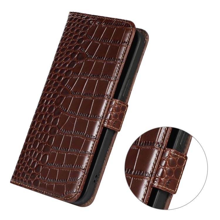 Funda de piel de vacuno con capa superior de cocodrilo para Samsung Galaxy XCover7 Pro (marrón)