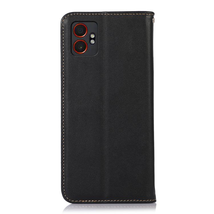 Funda de piel de vacuno KHAZNEH Nappa con capa superior para Samsung Galaxy XCover7 Pro (negra)
