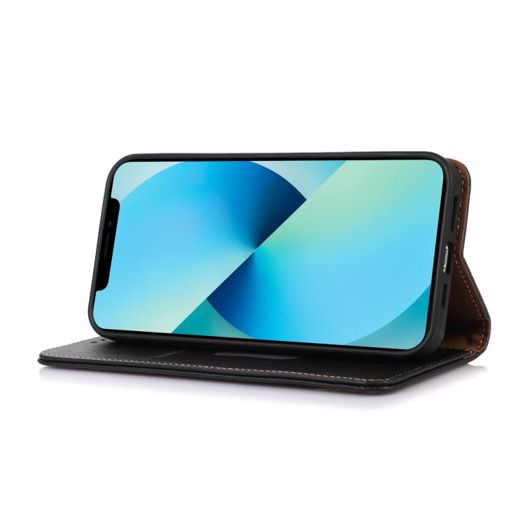 Funda de piel de vacuno KHAZNEH Nappa con capa superior para Samsung Galaxy XCover7 Pro (negra)
