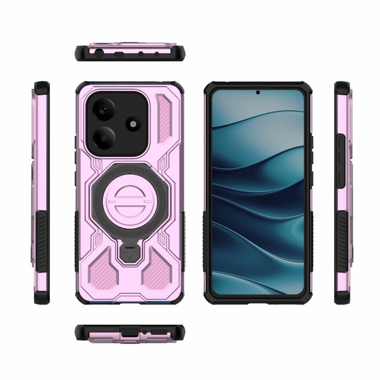 Funda magnética de TPU y PC MagSafe de color sólido para Redmi Note 14 5G J-20 (rosa)