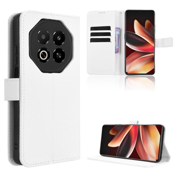 Funda de cuero con textura de diamante para Meizu Note 16 5G (blanca)