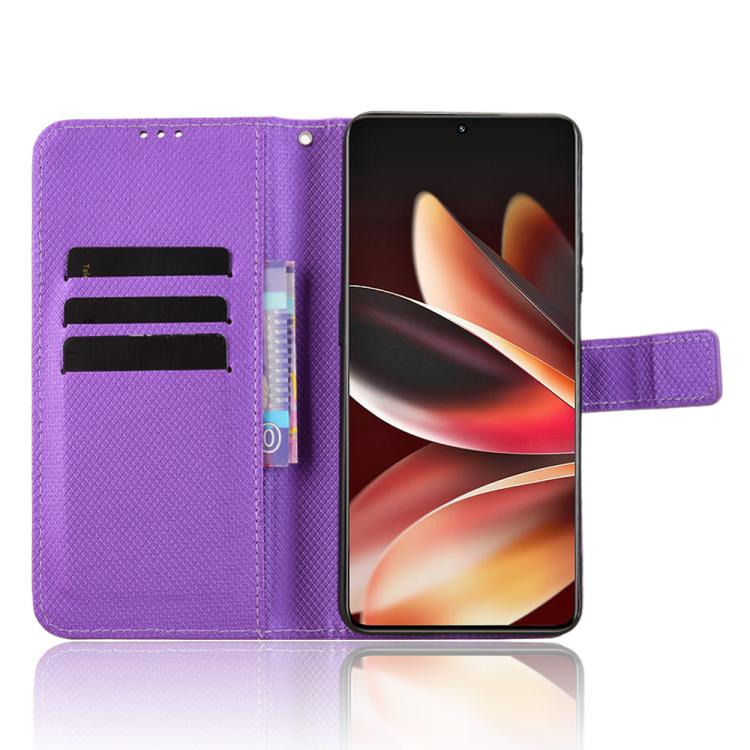 Funda de cuero con textura de diamante para Meizu Note 16 5G (morada)