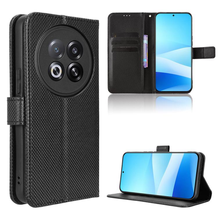 Funda de cuero con textura de diamante para Meizu Note 16 Pro 5G (negra)