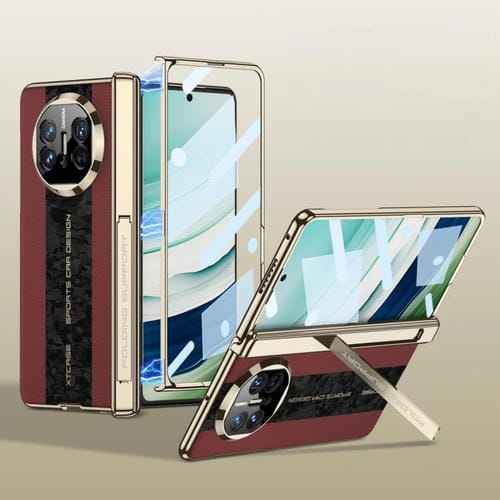 Funda plegable GKK con diseño de nubes y costuras en contraste para Huawei Mate X3/X5 (rojo)