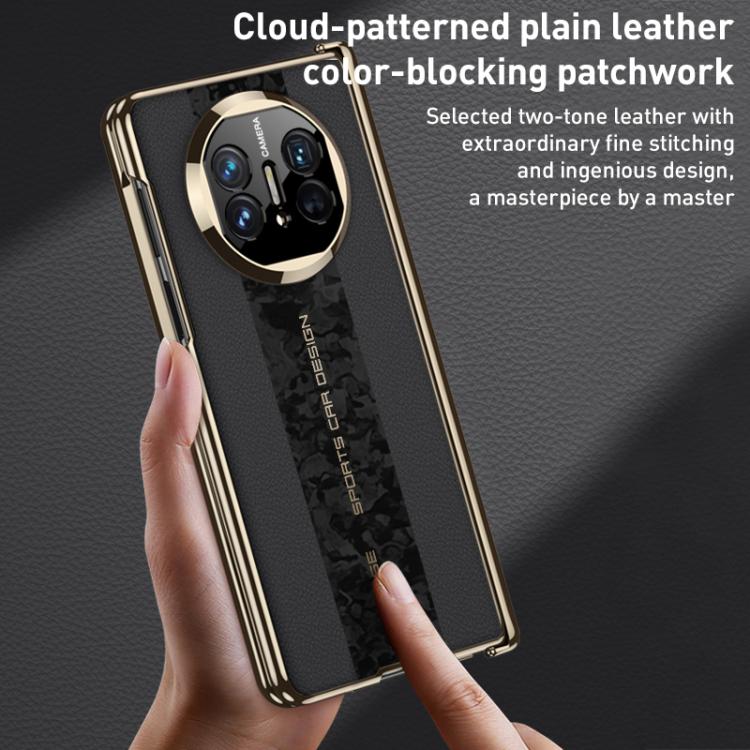 Funda plegable GKK con diseño de nubes y costuras en contraste para Huawei Mate X3/X5 (rojo)