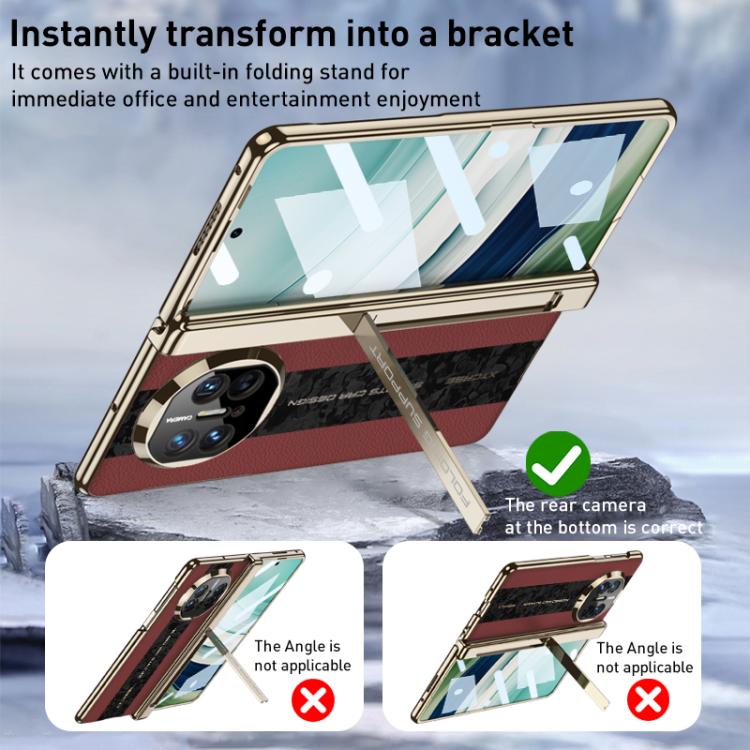 Funda plegable GKK con diseño de nubes y costuras en contraste para Huawei Mate X3/X5 (negro)
