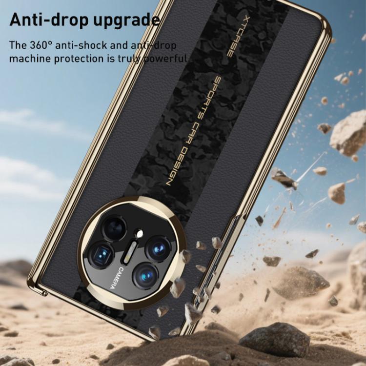 Funda plegable GKK con diseño de nubes y costuras en contraste para Huawei Mate X3/X5 (negro)