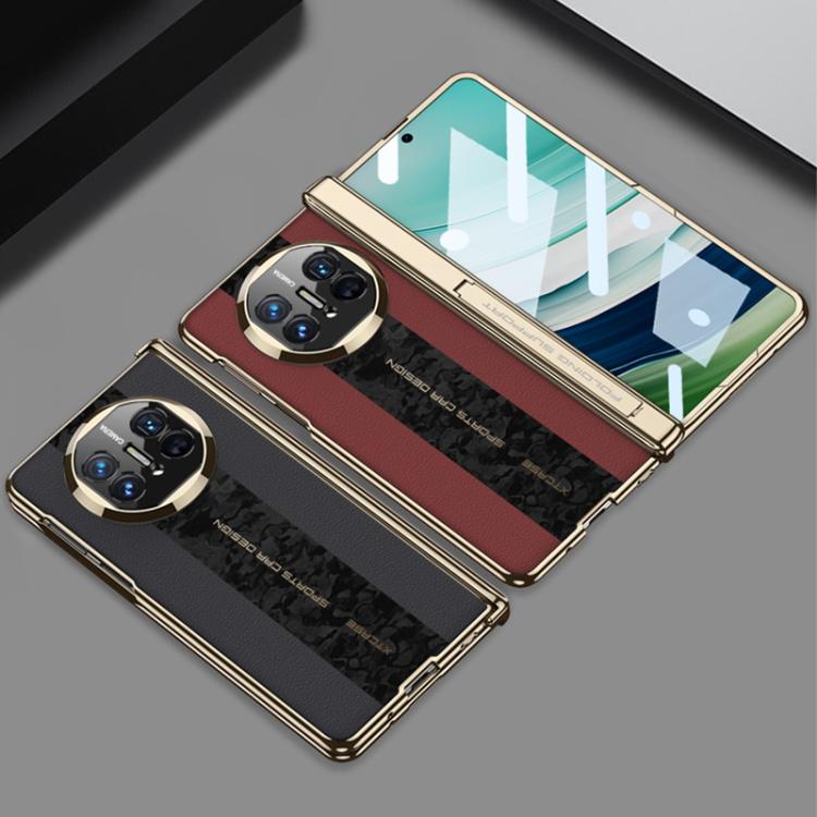 Funda plegable GKK con diseño de nubes y costuras en contraste para Huawei Mate X3/X5 (rojo)