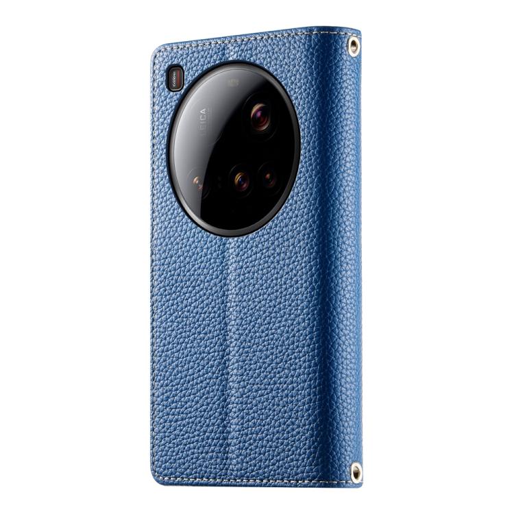 Funda de cuero con cremallera para Xiaomi 15 Ultra, con múltiples tarjetas y costuras, con correa corta (azul oscuro)