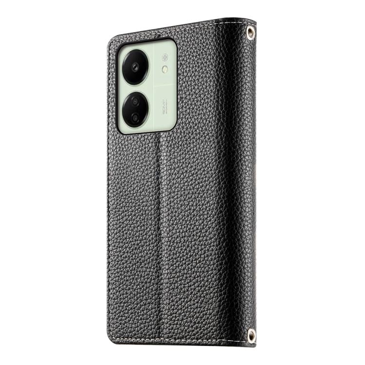 Funda de cuero con cremallera y múltiples tarjetas para Redmi 13C 4G / 5G / 13R / Xiaomi Poco C65 (negro)
