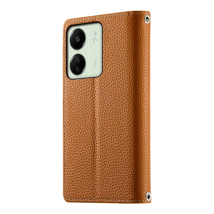 Funda de cuero con cremallera y múltiples tarjetas para Redmi 13C 4G / 5G / 13R / Xiaomi Poco C65 (marrón)