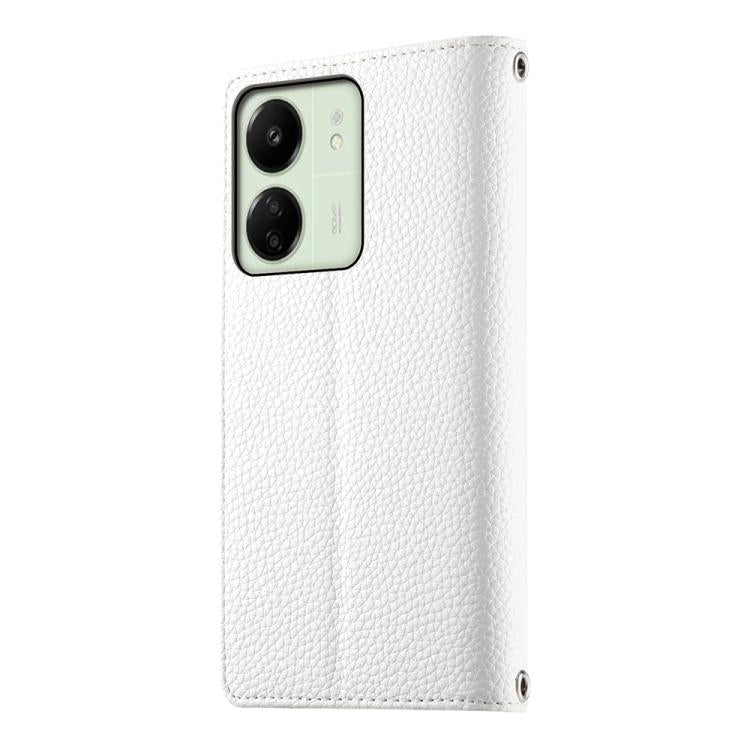 Funda de cuero con cremallera y múltiples tarjetas para Redmi 13C 4G / 5G / 13R / Xiaomi Poco C65 (blanco)