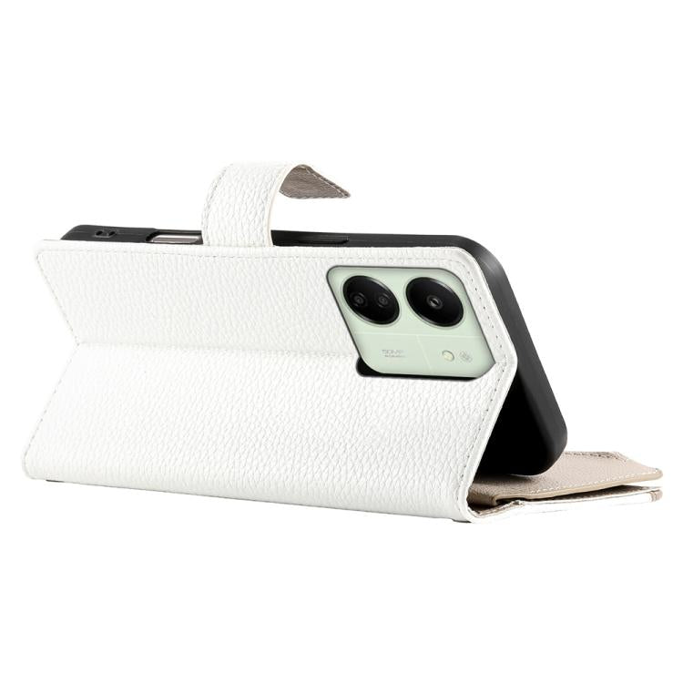 Funda de cuero con cremallera y múltiples tarjetas para Redmi 13C 4G / 5G / 13R / Xiaomi Poco C65 (blanco)