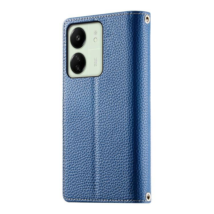 Funda de cuero con cremallera y múltiples tarjetas para Redmi 13C 4G / 5G / 13R / Xiaomi Poco C65 (azul oscuro)