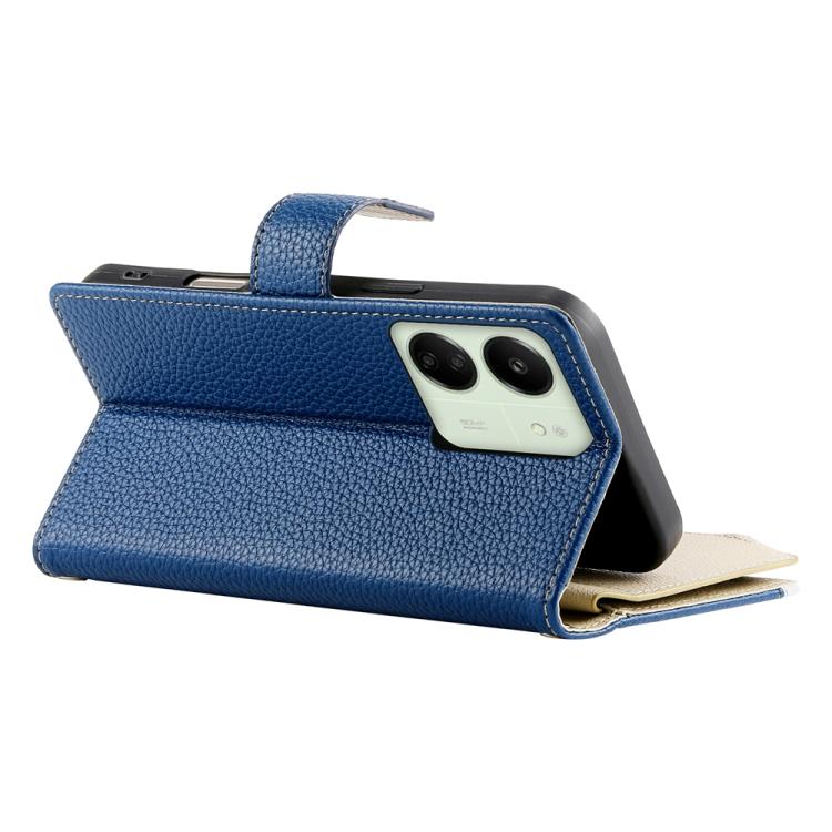 Funda de cuero con cremallera y múltiples tarjetas para Redmi 13C 4G / 5G / 13R / Xiaomi Poco C65 (azul oscuro)