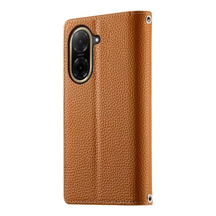 Funda de cuero con cremallera para Redmi A5 4G (171,7 mm) y Xiaomi Poco C71, con costuras, múltiples tarjetas y correa corta (marrón)