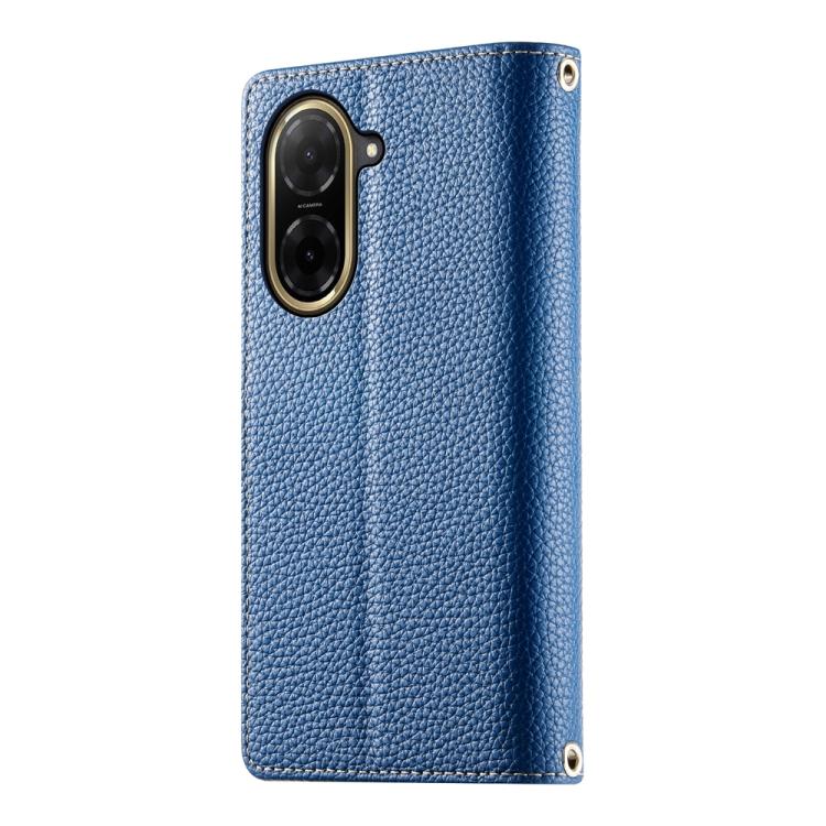 Funda de cuero con cremallera para Redmi A5 4G (171,7 mm) y Xiaomi Poco C71, con costuras, múltiples tarjetas y correa corta (azul oscuro)