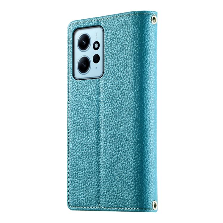 Funda de cuero con cremallera para Redmi Note 12 4G Global / Note 12R Pro, con costuras, para múltiples tarjetas y correa corta (azul)