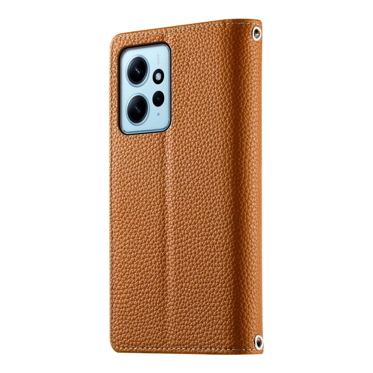 Funda de cuero con cremallera para Redmi Note 12 4G Global / Note 12R Pro, con costuras, para múltiples tarjetas y correa corta (marrón)