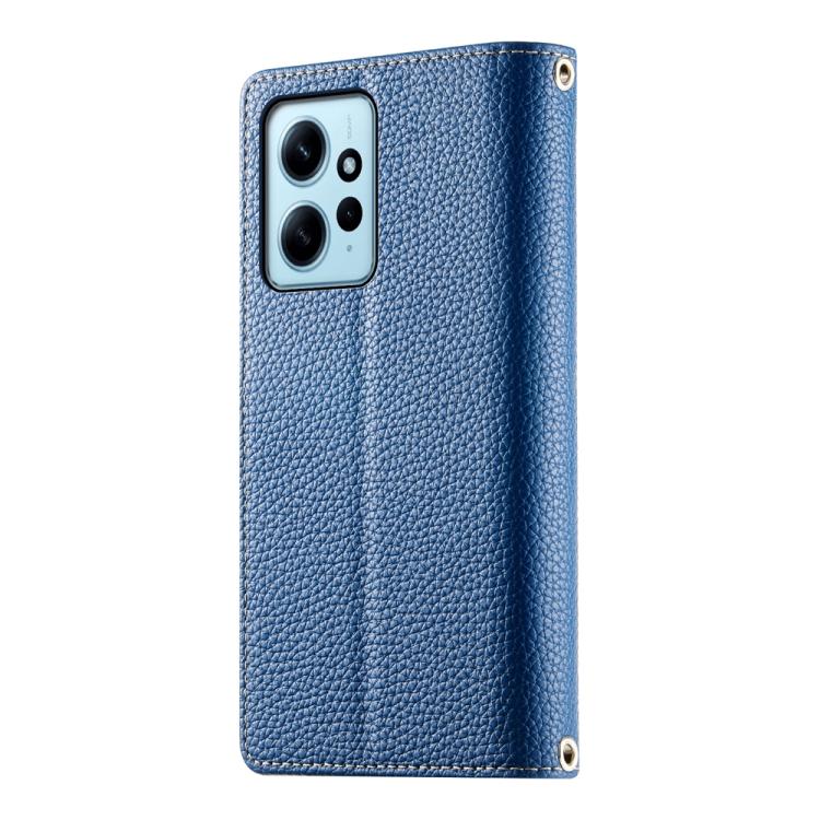 Funda de cuero con cremallera para Redmi Note 12 4G Global / Note 12R Pro, con costuras, para múltiples tarjetas y correa corta (azul oscuro)
