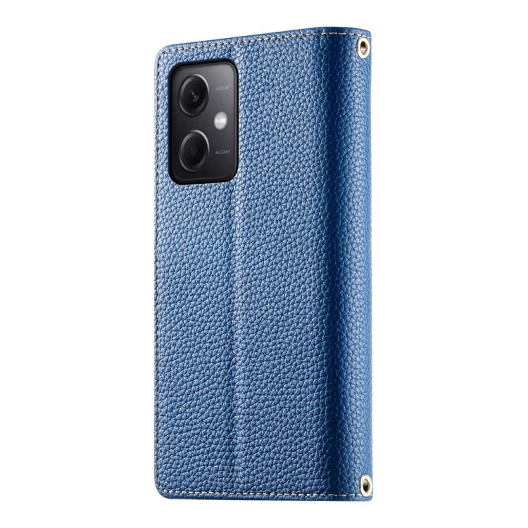 Funda de cuero con cremallera para Redmi Note 12 5G Global / Xiaomi Poco X5, con costuras, para múltiples tarjetas y correa corta (azul oscuro)