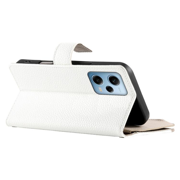 Funda de cuero con cremallera para Redmi Note 12 Pro 5G, con costuras globales, para múltiples tarjetas y correa corta (blanca)