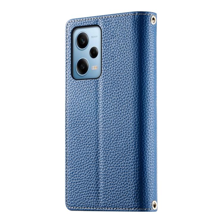 Funda de cuero con cremallera para Redmi Note 12 Pro 5G, con costuras globales, múltiples tarjetas y correa corta (azul oscuro)