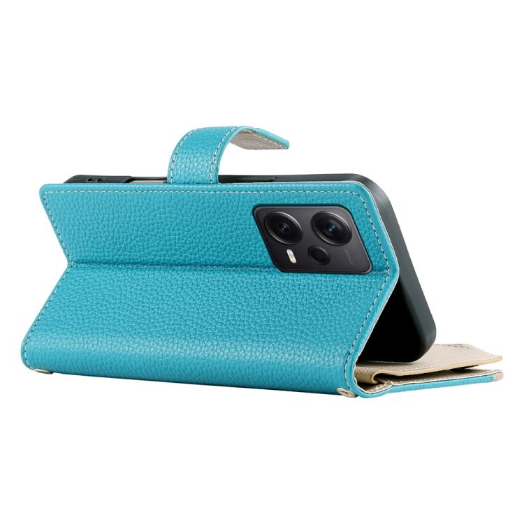 Funda de cuero con cremallera y múltiples tarjetas para Redmi Note 12 Pro+ Global / Note 12 Explorer, con costuras y correa corta (azul)