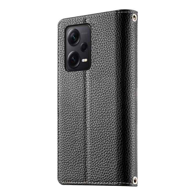 Funda de cuero con cremallera y múltiples tarjetas para Redmi Note 12 Pro+ Global / Note 12 Explorer, con costuras y correa corta (negra)