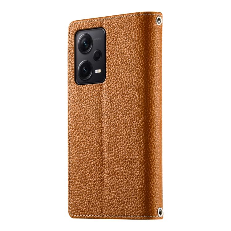 Funda de cuero con cremallera para Redmi Note 12 Pro+ Global / Note 12 Explorer, con costuras, para múltiples tarjetas y correa corta (marrón)