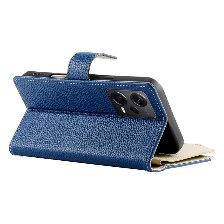 Funda de cuero con cremallera para Redmi Note 12 Pro+ Global / Note 12 Explorer, con costuras, múltiples tarjetas y correa corta (azul oscuro)