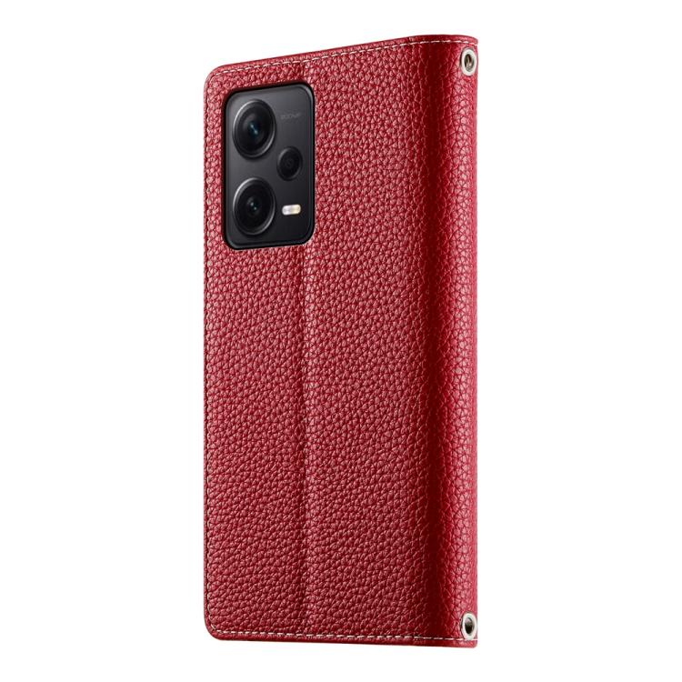 Funda de cuero con cremallera y múltiples tarjetas para Redmi Note 12 Pro+ Global / Note 12 Explorer, con costuras y correa corta (roja)
