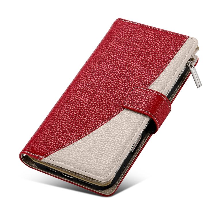 Funda de cuero con cremallera y múltiples tarjetas para Redmi Note 12 Pro+ Global / Note 12 Explorer, con costuras y correa corta (roja)