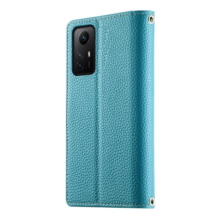 Funda de cuero con cremallera para Redmi Note 12S 4G / Note 11 4G, con costuras globales, múltiples tarjetas y correa corta (azul)